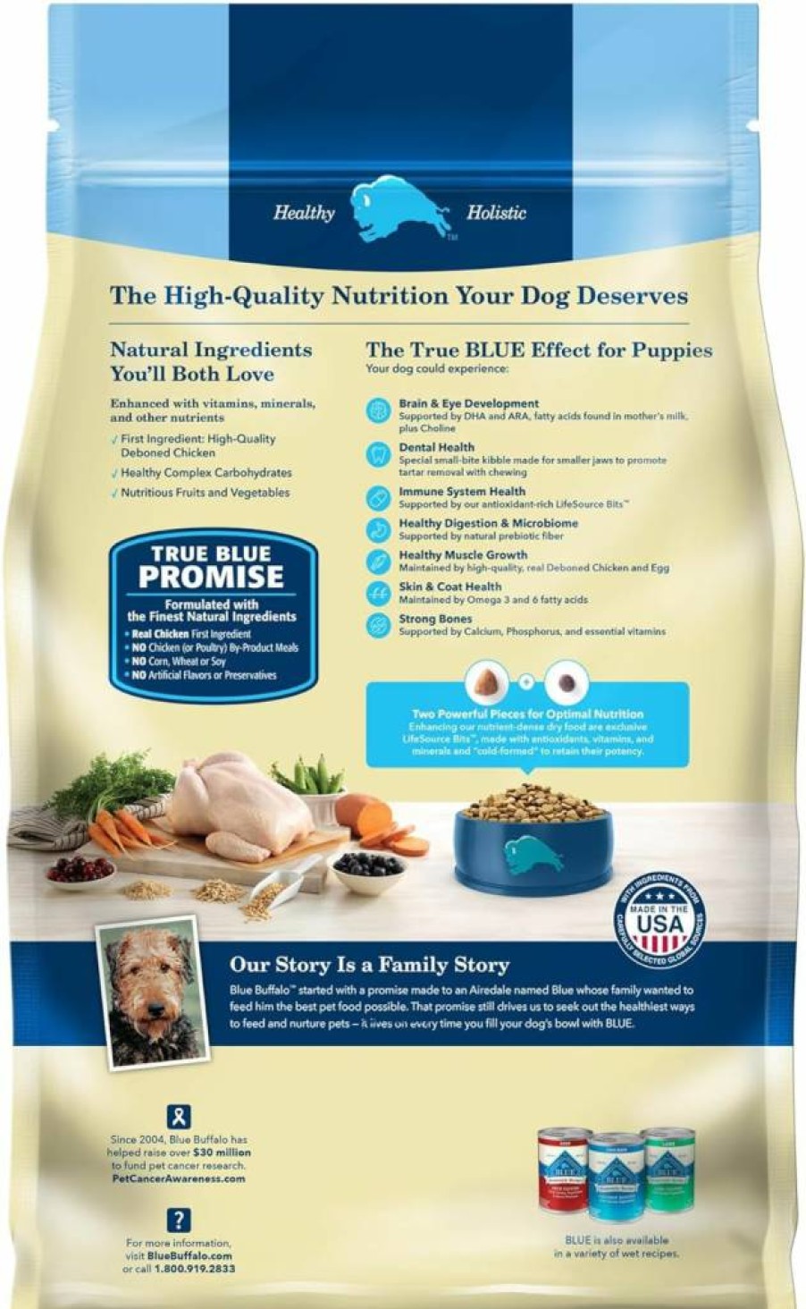 Blue Buffalo Puppy Dry Dog Food - Natural Chicken & Brown Rice Recipe with DHA & ARA, Life Protection Formula, 5lb Bag