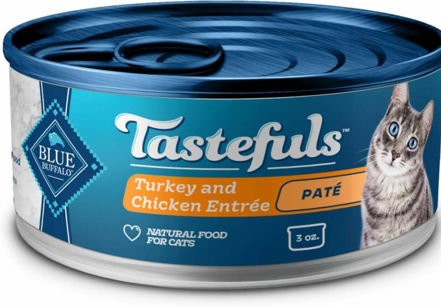 Blue Buffalo Tastefuls Natural Wet Cat Food Pate Variety Pack - Chicken, Turkey, Ocean Fish & Tuna Entrees, 5.5-Oz Cans (24 Count, 8 Each)
