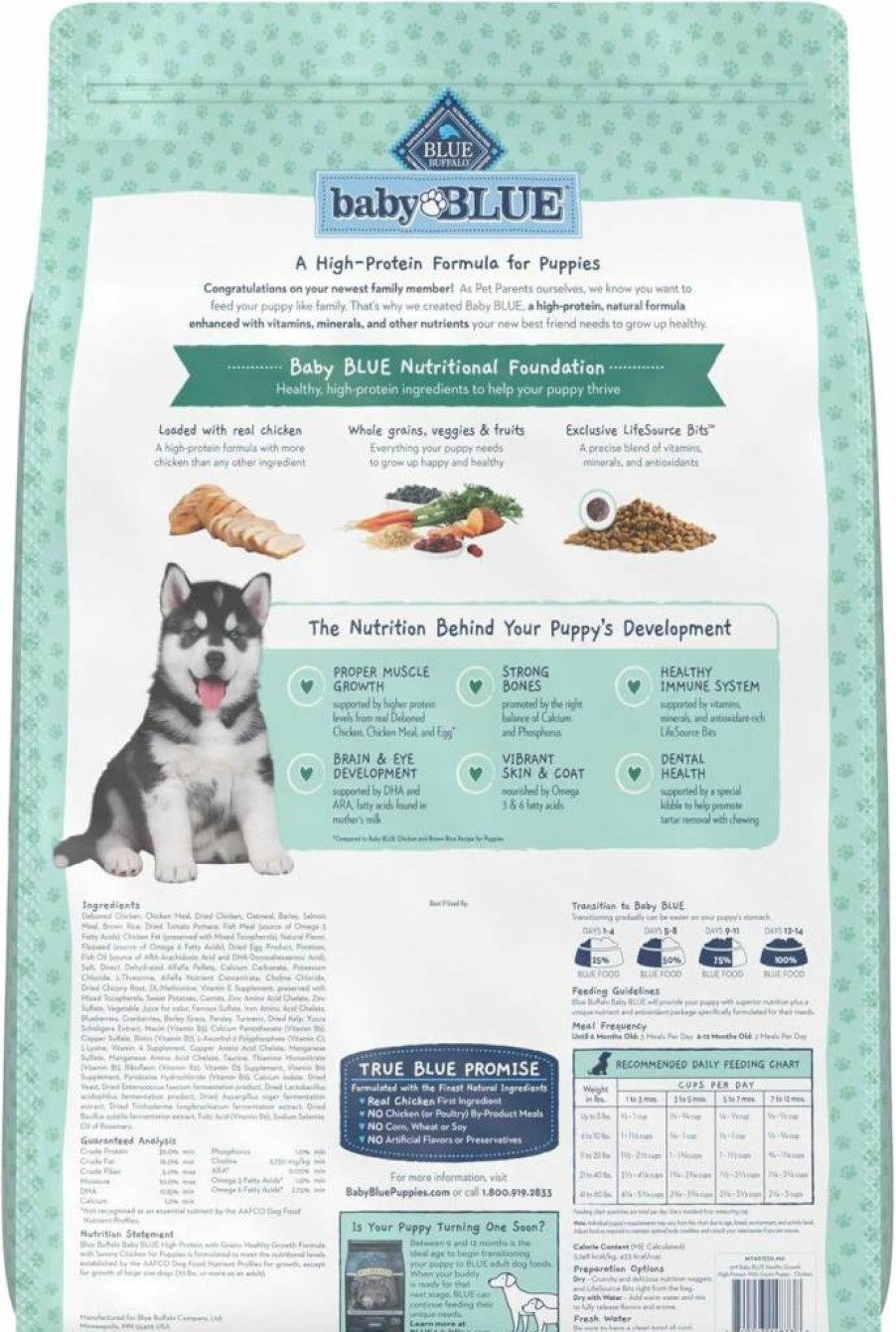 Blue Buffalo Puppy Dry Food - High-Protein Chicken Recipe with DHA for Healthy Growth, 20-Lb Bag Natural Dog Food