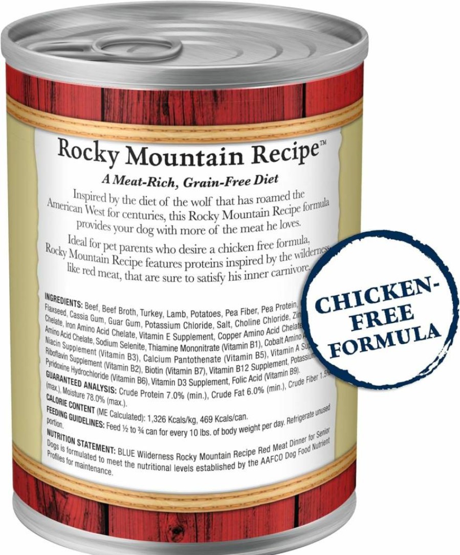 Blue Buffalo Wilderness High-Protein Grain-Free Senior Wet Dog Food, Red Meat Recipe with Natural Ingredients, 12.5-Oz Cans (12-Pack)