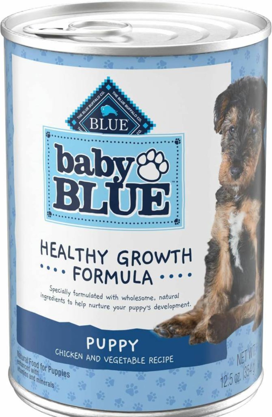 Blue Buffalo Puppy Wet Dog Food - Chicken & Vegetable Recipe with DHA for Healthy Growth, 12.5-Oz Cans (12-Pack)