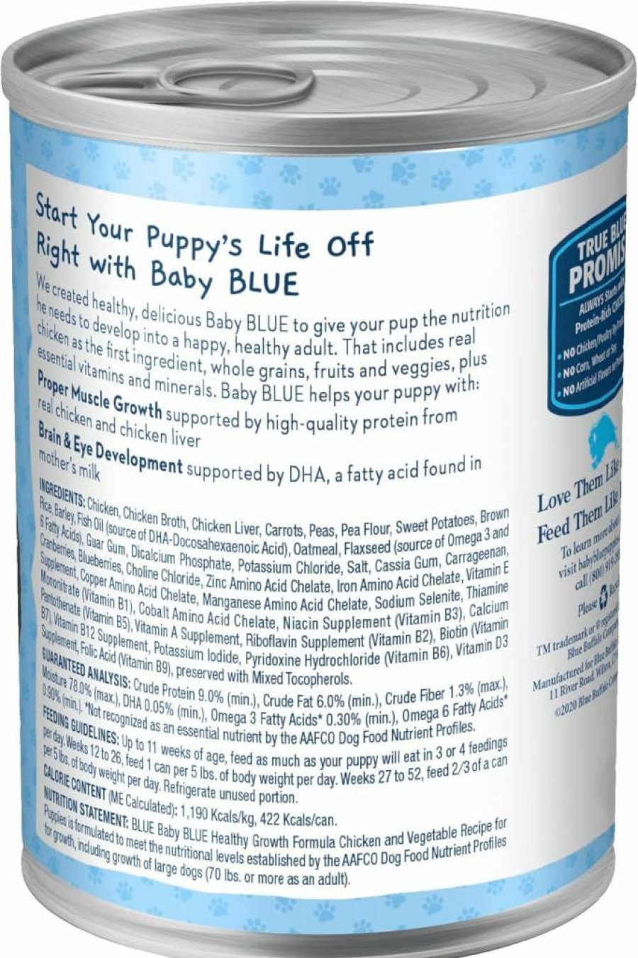 Blue Buffalo Puppy Wet Dog Food - Chicken & Vegetable Recipe with DHA for Healthy Growth, 12.5-Oz Cans (12-Pack)