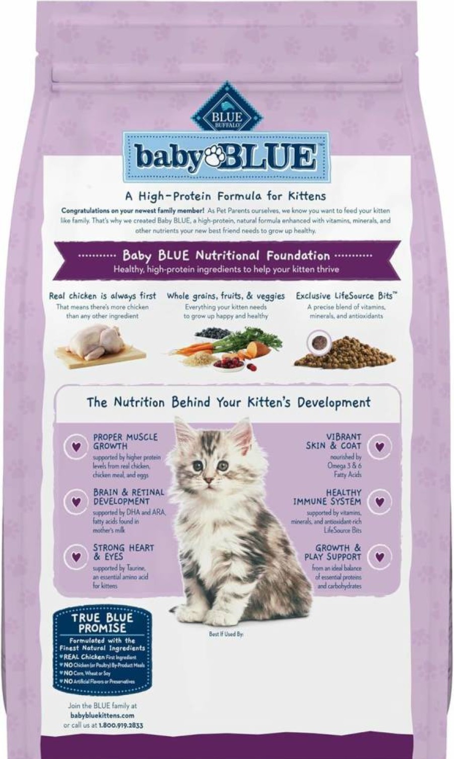Blue Buffalo Healthy Growth Kitten Food - Natural Dry Cat Food with DHA, Chicken & Brown Rice Recipe, 5lb Bag for Optimal Kitten Development