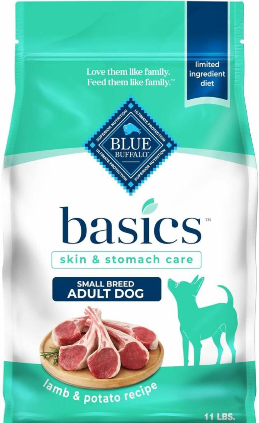 Blue Buffalo Basics Limited Ingredient Grain-Free Dry Dog Food for Small Breed Adults, Lamb Recipe, 11 lb Bag