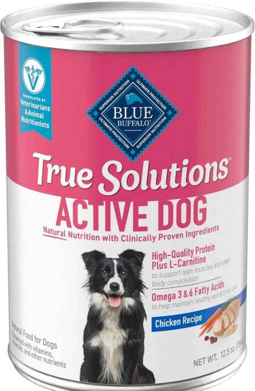 Blue Buffalo True Solutions Active Adult Dog Food - Natural Chicken Recipe, Wet Canned Food for Dogs, 12.5-Oz Cans (12-Pack)