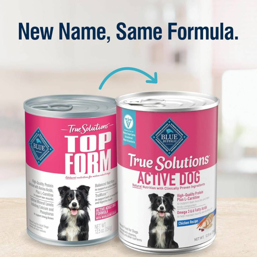 Blue Buffalo True Solutions Active Adult Dog Food - Natural Chicken Recipe, Wet Canned Food for Dogs, 12.5-Oz Cans (12-Pack)