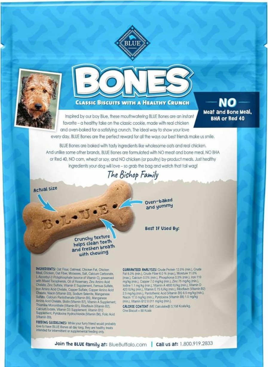 Blue Buffalo Natural Crunchy Beef Dog Treats, Large Breed Biscuits, 16Oz Bag (4-Pack)