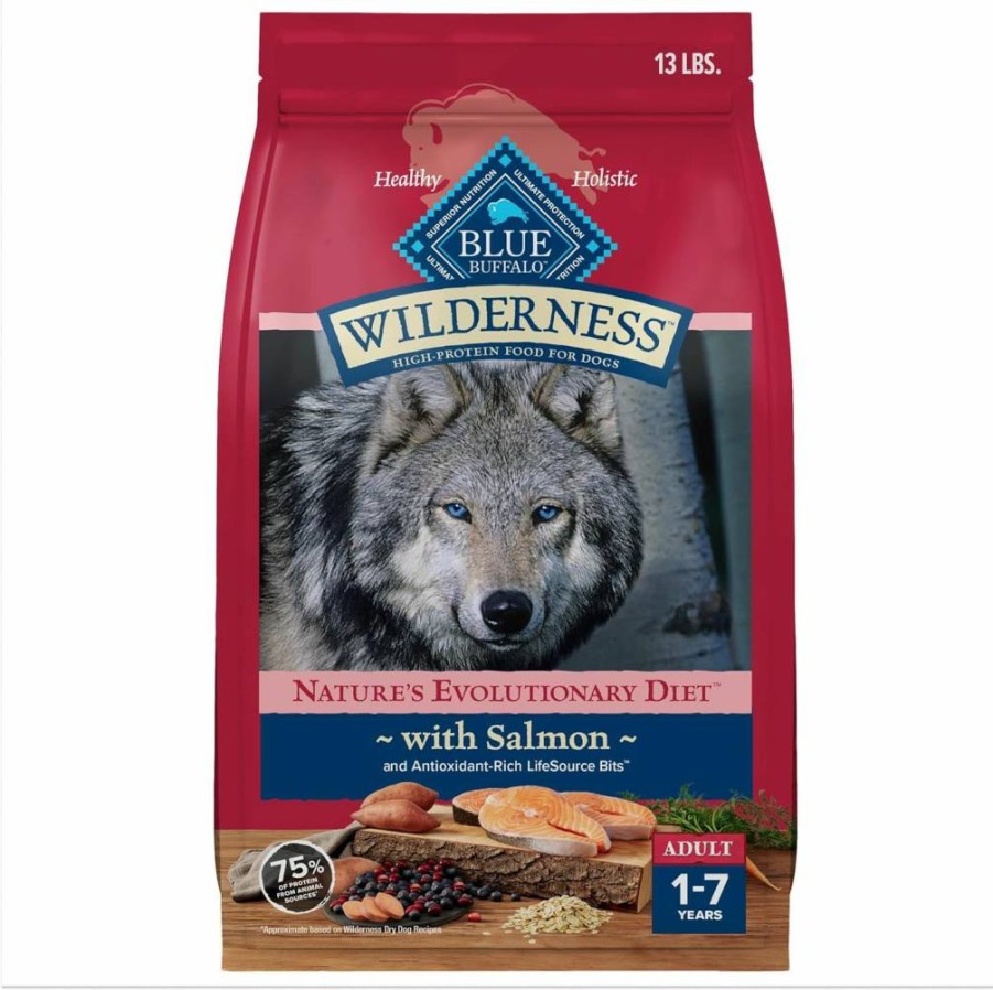 Blue Buffalo Wilderness High-Protein Adult Dog Food, Chicken Recipe Dry Kibble, 13lb Bag for Optimal Canine Nutrition