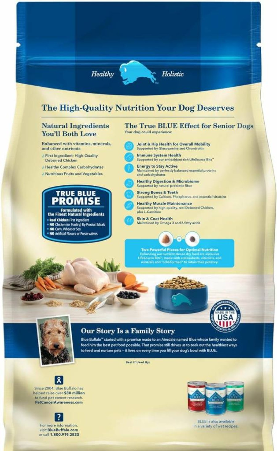 Blue Buffalo Life Protection Senior Dry Dog Food, Chicken & Brown Rice Recipe, 15lb Bag - Natural Ingredients for Joint Health & Mobility