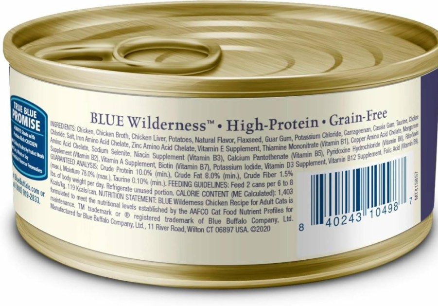 Blue Buffalo Wilderness High-Protein Grain-Free Wet Cat Food Pate - Chicken Recipe in 5.5-Oz Cans (24-Pack)