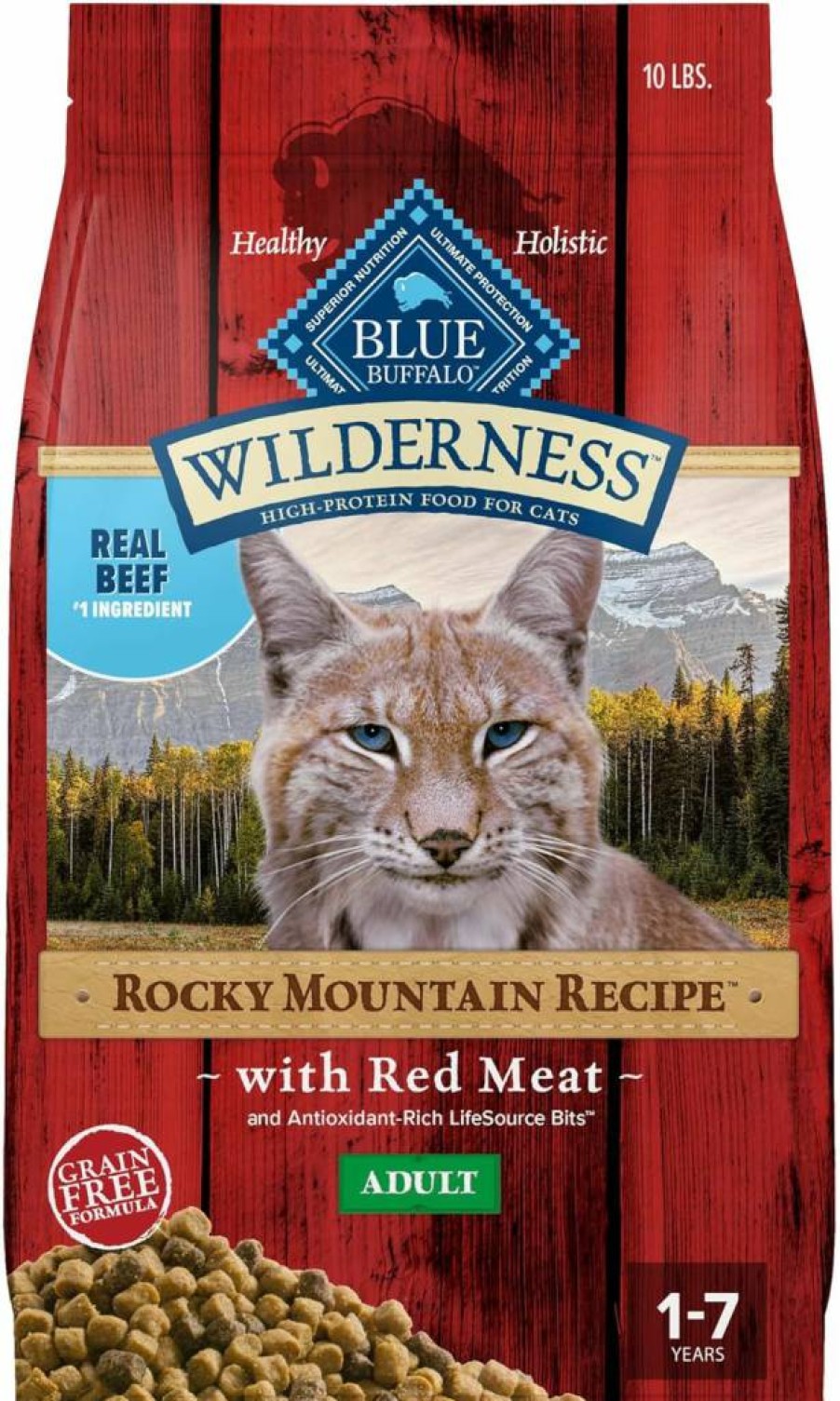 Blue Buffalo Wilderness Adult Dry Cat Food, Grain-Free Rocky Mountain Recipe with Red Meat, Natural Ingredients, 4-Lb Bag