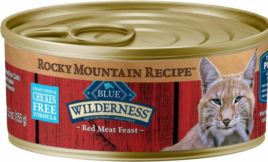 Blue Buffalo Wilderness Grain-Free Wet Cat Food Pate, Red Meat Feast with Natural Ingredients, 5.5-Oz Cans (24-Pack) - Chicken-Free Recipe for Adult Cats