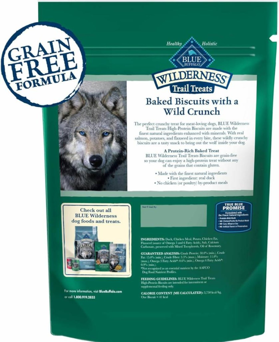 Blue Buffalo Wilderness High-Protein Grain-Free Crunchy Dog Treats, Turkey Recipe, 36oz Box – Natural Biscuits for Dogs