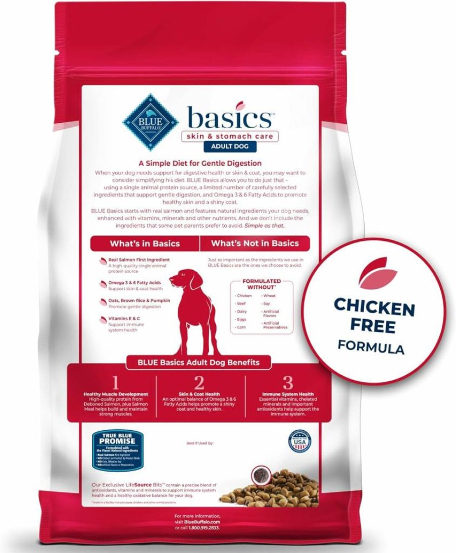 Blue Buffalo Basics Limited Ingredient Grain-Free Dry Dog Food for Adults - Lamb & Potato Recipe, 4lb Bag - Natural Ingredients for Skin & Stomach Care, Made in USA