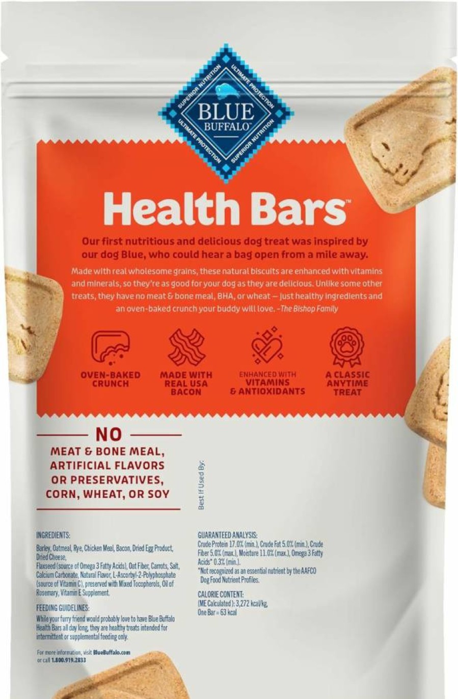 Blue Buffalo Crunchy Dog Treats, Oven-Baked Natural Bacon Egg & Cheese Flavor Biscuits, 16oz Healthy Snacks for Dogs