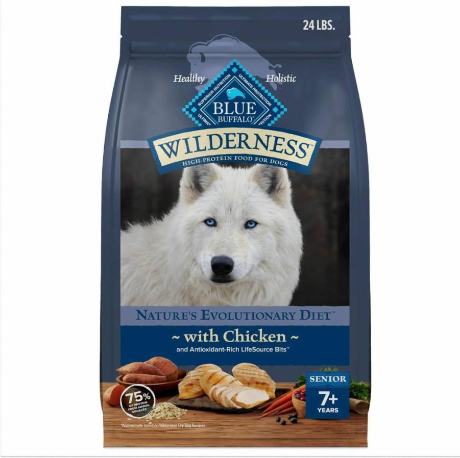 Blue Buffalo Wilderness Senior High Protein Dry Dog Food with Chicken & Wholesome Grains for Adult Dogs