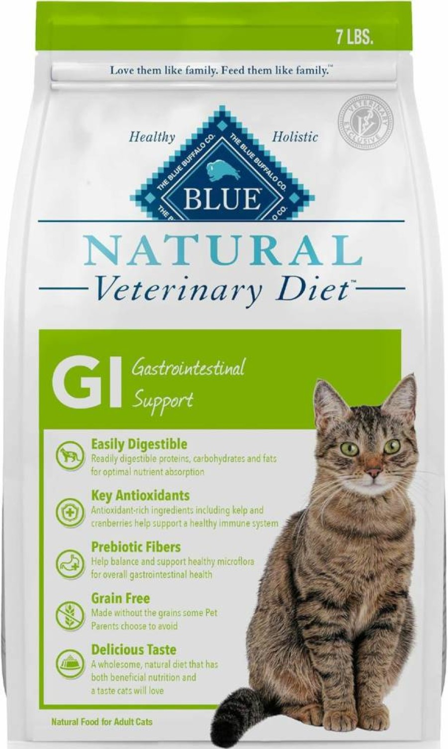 Blue Buffalo Vet Diet GI Support Dry Cat Food - Prescription Chicken Recipe, 7 lb Bag