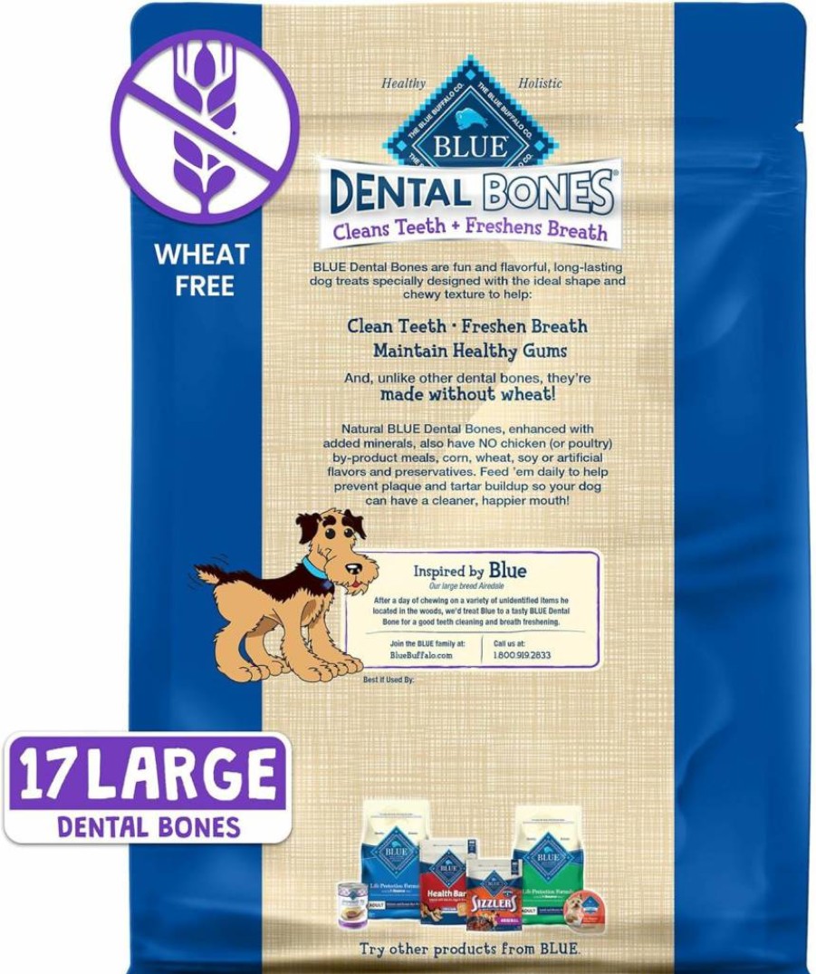 Blue Buffalo Large Dental Bones for Dogs - Natural Dental Chew Treats Jumbo Pack