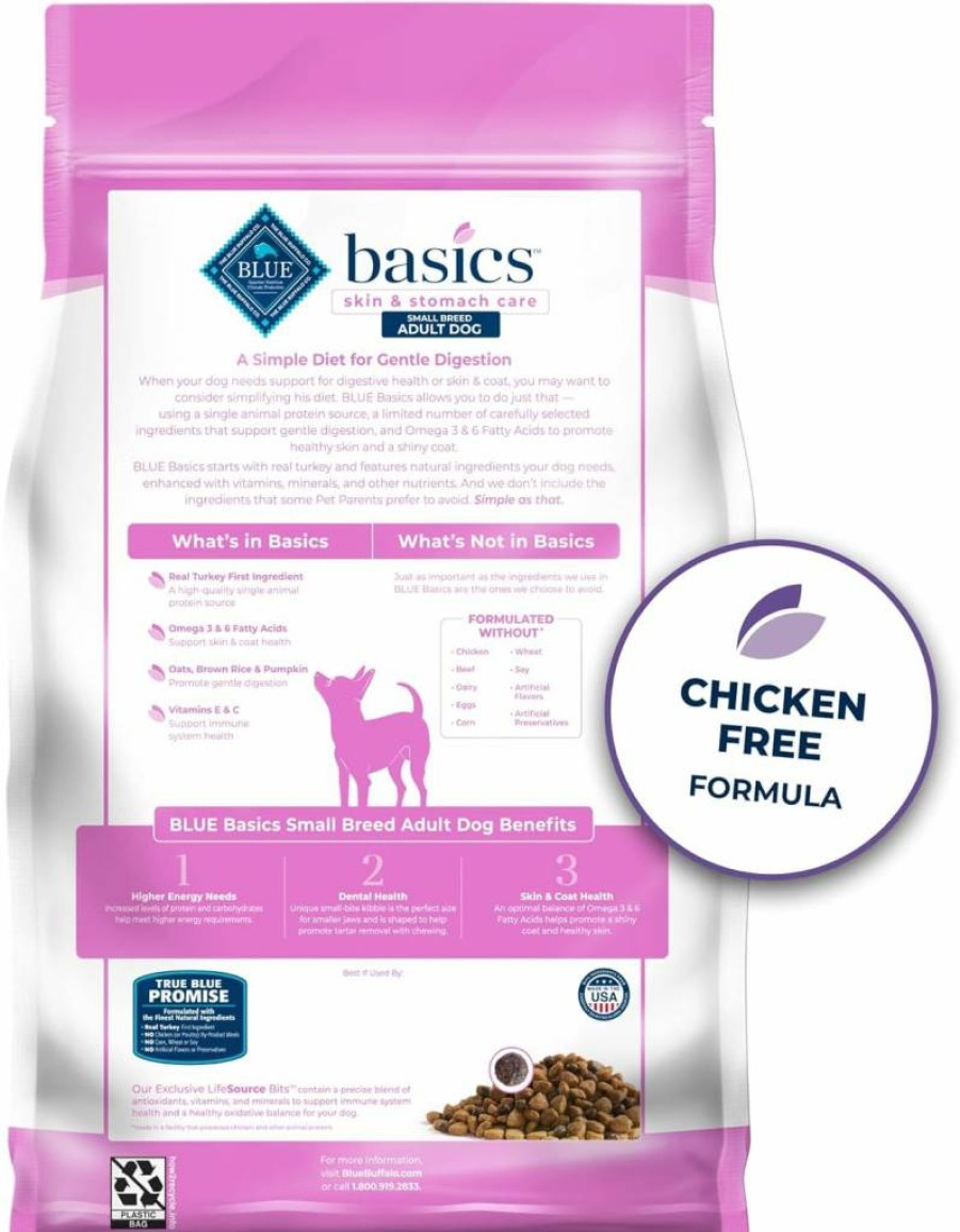 Blue Buffalo Basics Limited Ingredient Dry Dog Food for Small Breed Adults, Turkey Recipe, 11 lb Bag