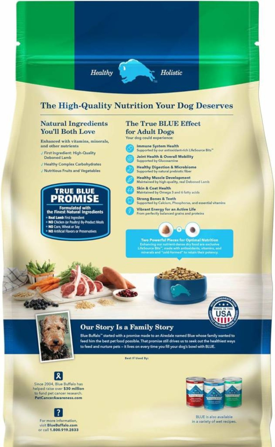 Blue Buffalo Life Protection Formula Adult Dry Dog Food - Lamb & Brown Rice Recipe, 34lb Bag, Natural Ingredients for Muscle Health