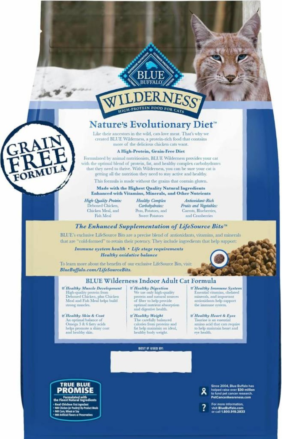 Blue Buffalo Wilderness High-Protein Grain-Free Adult Cat Food, Natural Chicken Recipe Dry Kibble, 11 lb Bag
