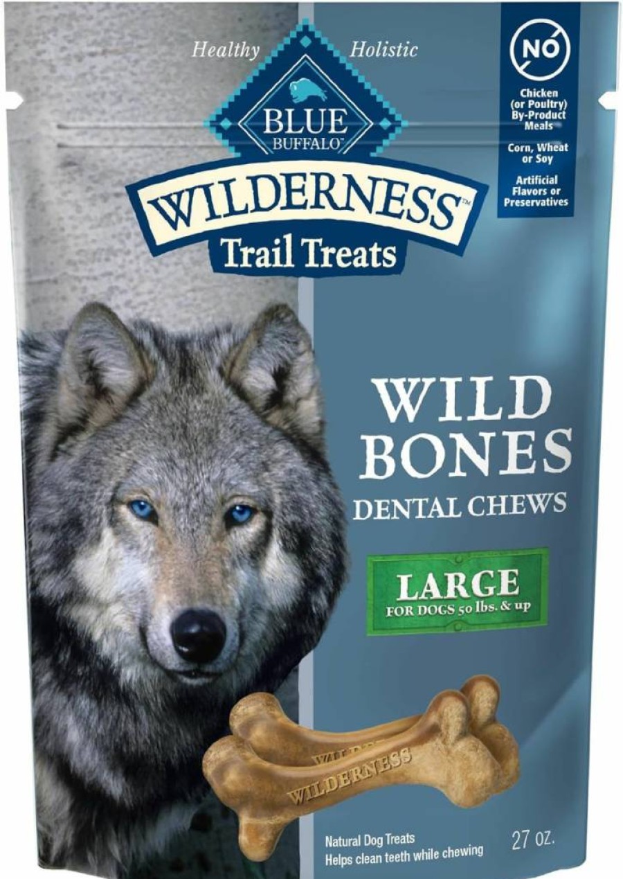 Blue Buffalo Wilderness Grain-Free Dental Chews for Large Dogs, Wild Bones Dog Treats, 27-Oz Bag